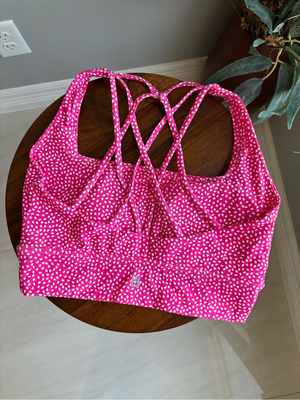 BuffBunny Hot Pink Dot Print Sports Bra - Picture 2 of 3